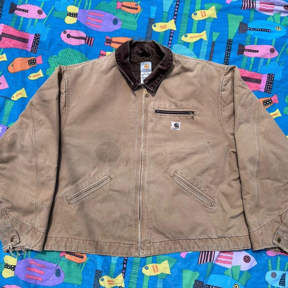 Vintage Carhartt J97 CML Detroit Jacket Distressed Blanket Lined 3XL